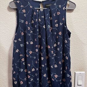 Liz Claiborne Dark Blue Floral Blouse